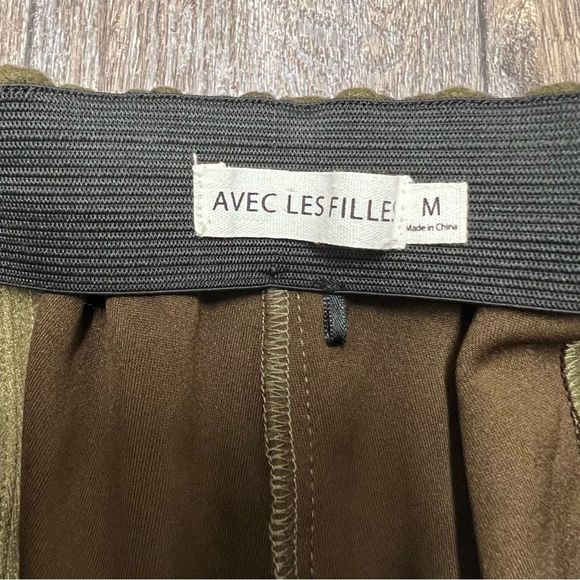 Avec Les Filles Pants Womens Medium Green Faux Suede Elastic Waist Front Slit - Picture 5 of 8